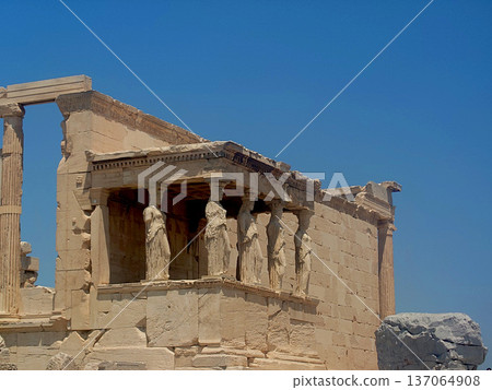 Erechtheion Caryatids Temple On Acropolis Athens Greece 137064908