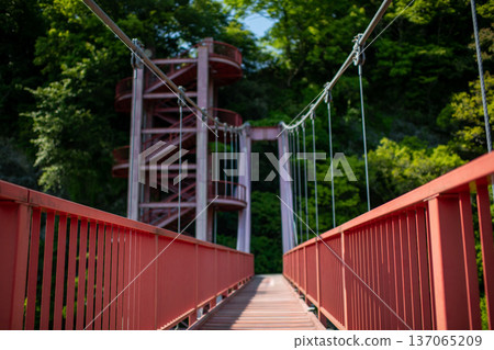 三重縣、松阪市、道之站、茶倉站、茶倉橋、紅橋 圖片 137065209