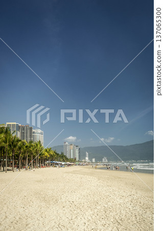 view of my khe beach tourist area in danang vietnam on sunny day view of my khe beach tourist area in danang vietnam on sunny day 137065300
