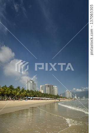 view of my khe beach tourist area in danang vietnam on sunny day view of my khe beach tourist area in danang vietnam on sunny day 137065305