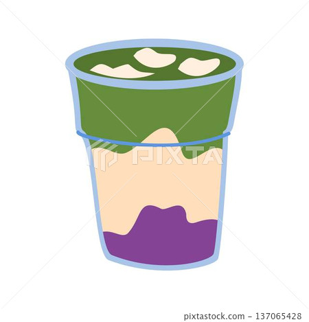 iced blueberry matcha latte illustration 137065428