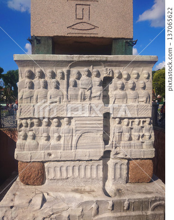 Stone Relief Base of Ancient Egyptian Obelisk at Sultanahmet Square Istanbul Stone Relief Base of Ancient Egyptian Obelisk at Sultanahmet Square Istanbul 137065622