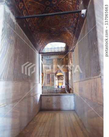 Symmetric Interior Corridor Inside Hagia Sophia Istanbul Turkey Symmetric Interior Corridor Inside Hagia Sophia Istanbul Turkey 137065663