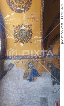 Byzantine Mosaic Wall Inside Hagia Sophia Istanbul Turkey Byzantine Mosaic Wall Inside Hagia Sophia Istanbul Turkey 137065671