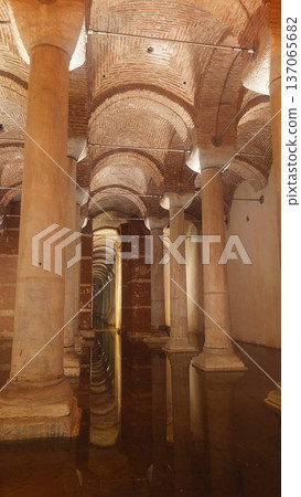 Ancient Basilica Cistern Columns Interior in Istanbul Turkey 137065682