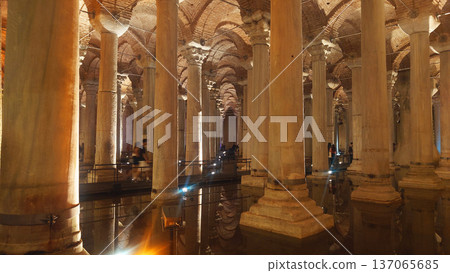 Ancient Basilica Cistern Columns Interior in Istanbul Turkey Ancient Basilica Cistern Columns Interior in Istanbul Turkey 137065685