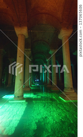 Ancient Basilica Cistern Columns Interior in Istanbul Turkey Ancient Basilica Cistern Columns Interior in Istanbul Turkey 137065686