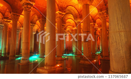 Ancient Basilica Cistern Columns Interior in Istanbul Turkey Ancient Basilica Cistern Columns Interior in Istanbul Turkey 137065687