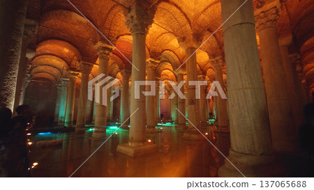 Ancient Basilica Cistern Columns Interior in Istanbul Turkey 137065688