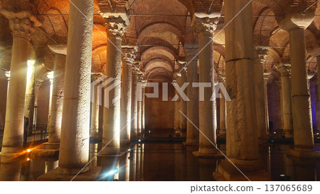 Ancient Basilica Cistern Columns Interior in Istanbul Turkey Ancient Basilica Cistern Columns Interior in Istanbul Turkey 137065689