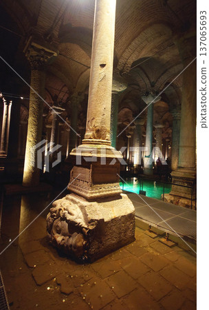 Medusa Head Column Base Inside Basilica Cistern Istanbul 137065693