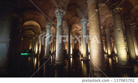 Ancient Basilica Cistern Columns Interior in Istanbul Turkey Ancient Basilica Cistern Columns Interior in Istanbul Turkey 137065702