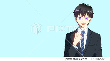 Anime-style illustration of a male student or working adult Anime-style illustration of a male student or working adult 137065859