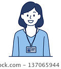 Female employee wearing employee ID card 137065944