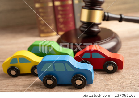 Hammer gavel judge with car vehicle accident, insurance coverage claim lawsuit court case. Hammer gavel judge with car vehicle accident, insurance coverage claim lawsuit court case. 137066163