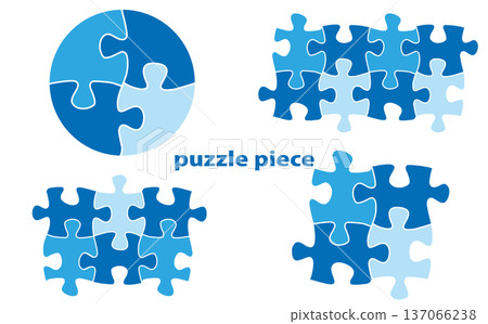 Light blue puzzle piece material set Light blue puzzle piece material set 137066238