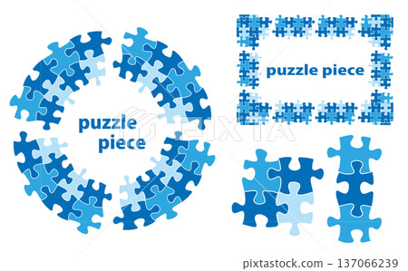 Puzzle text frame illustration material set Puzzle text frame illustration material set 137066239