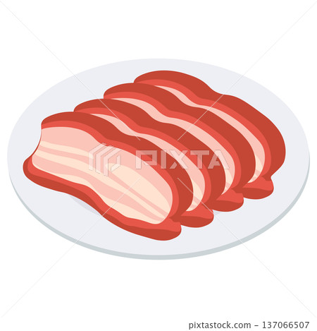 Cantonese Honey BBQ Pork Char Siu On Plate 137066507