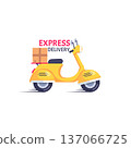 Express Delivery Scooter with Package Box Illustration 137066725