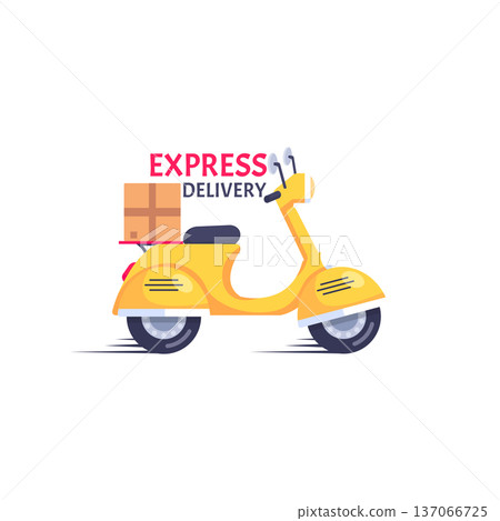 Express Delivery Scooter with Package Box Illustration 137066725