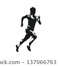 Run, running woman, isolated vector silhouette. ink drawing. Side view. Athletics, track and field female athlete 137066763