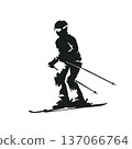 Downhill skiing, ski school, isolated vector silhouette. Winter sports 137066764
