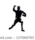 Baseball player, pitcher throws ball, isolated vector silhouette. Team sport athlete. High contrast logo 137066765