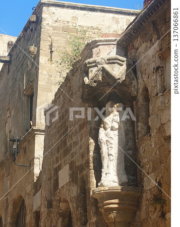 Medieval Statue Niche in Rhodes Old Town Greece 137066861
