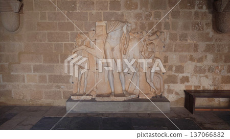 Ancient Marble Sculpture Inside Palace of the Grand Master Rhodes, Greece 137066882