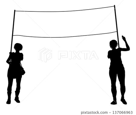 Banner Silhouette Protestors at March Rally Strike 137066963