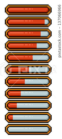Pixel Art Health Bar Gauge Video Game Asset UI Pixel Art Health Bar Gauge Video Game Asset UI 137066966