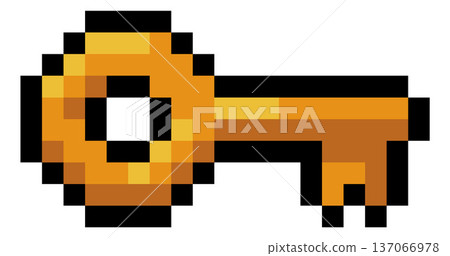 Pixel Art Game Gold Key Video Game Item Icon Pixel Art Game Gold Key Video Game Item Icon 137066978