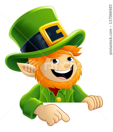 Leprechaun St Patricks Day Cartoon Peeking Mascot 137066985