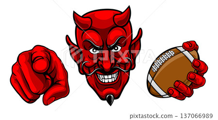 Devil Football Ball Sport Team Mascot Illustration 137066989