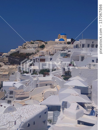 Santorini Coastal Houses Landscape View in Greece Santorini Coastal Houses Landscape View in Greece 137067866