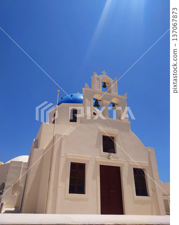 Santorini Orthodox Church With Bell Tower, Greece 137067873