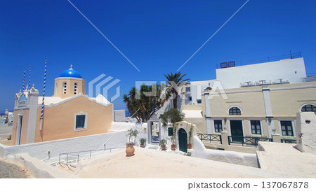 Santorini Blue Dome Church Square, Greece 137067878