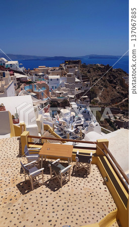 Santorini Coastal Houses Landscape View in Greece 137067885