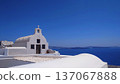 Santorini White Church Caldera View in Greece 137067888