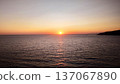 Aegean Sea Sunset Over Calm Ocean Horizon 137067890