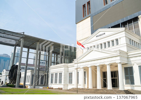 Exterior of the National Museum of Indonesia and the national flag Exterior of the National Museum of Indonesia and the national flag 137067965