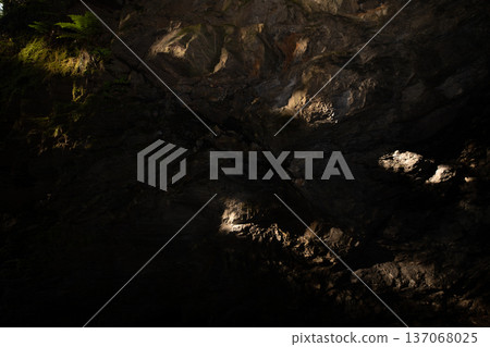 Image of rock face lit by sunlight at Chinpu Pass and Mezurashi Pass in Matsusaka City, Mie Prefecture Image of rock face lit by sunlight at Chinpu Pass and Mezurashi Pass in Matsusaka City, Mie Prefecture 137068025