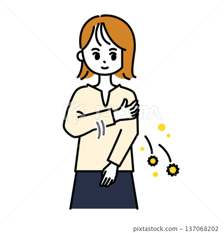 一幅描繪女性撣去花粉的插圖 一幅描繪女性撣去花粉的插圖 137068202
