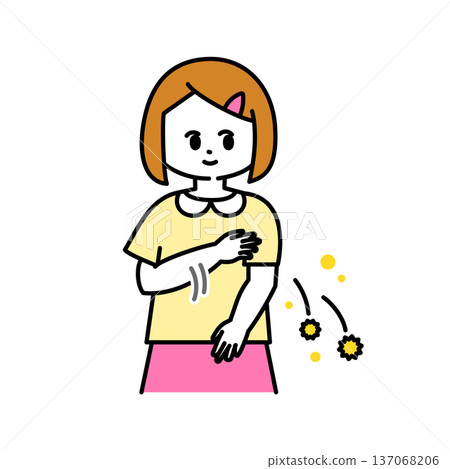 女孩撣去花粉的插圖 137068206