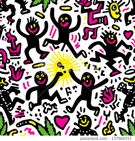 Keith Haring Inspired Dancing Figures Keith Haring Inspired Dancing Figures 137068351