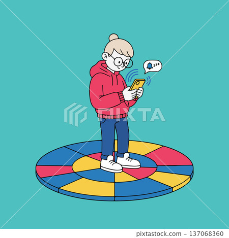 Girl Using Smartphone with Notification 137068360