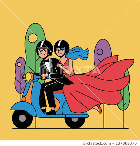 Couple on Scooter Couple on Scooter 137068370