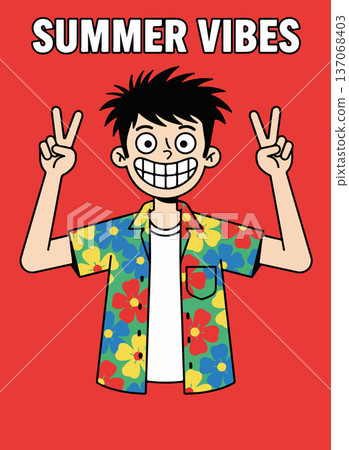 Summer Vibes Cartoon Character Summer Vibes Cartoon Character 137068403