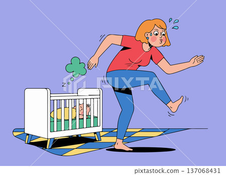Silent Escape from Farting Near Sleeping Baby Silent Escape from Farting Near Sleeping Baby 137068431