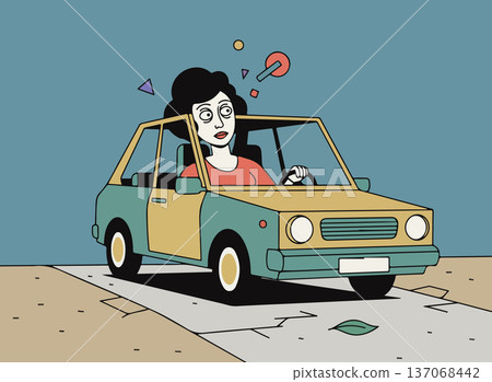 Cartoon Woman Driving a Car Cartoon Woman Driving a Car 137068442